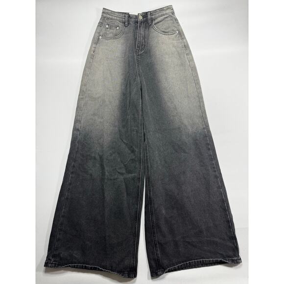 Tina Mini Denim - Tina Mini Women's High Rise Wide Leg Baggy Gray Denim Jeans - Size S (23x28)